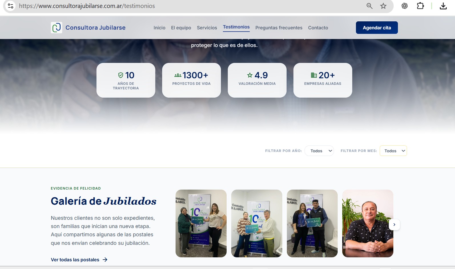 Indicadores y presentación de Consultora Jubilarse